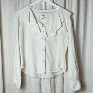 VINTAGE CHAZZZ Cream Ruffle Blouse, Size M